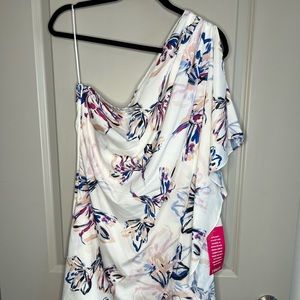 Badgley Mischka, Paloma Floral Print, One Shoulder Lined Dress, Size 8